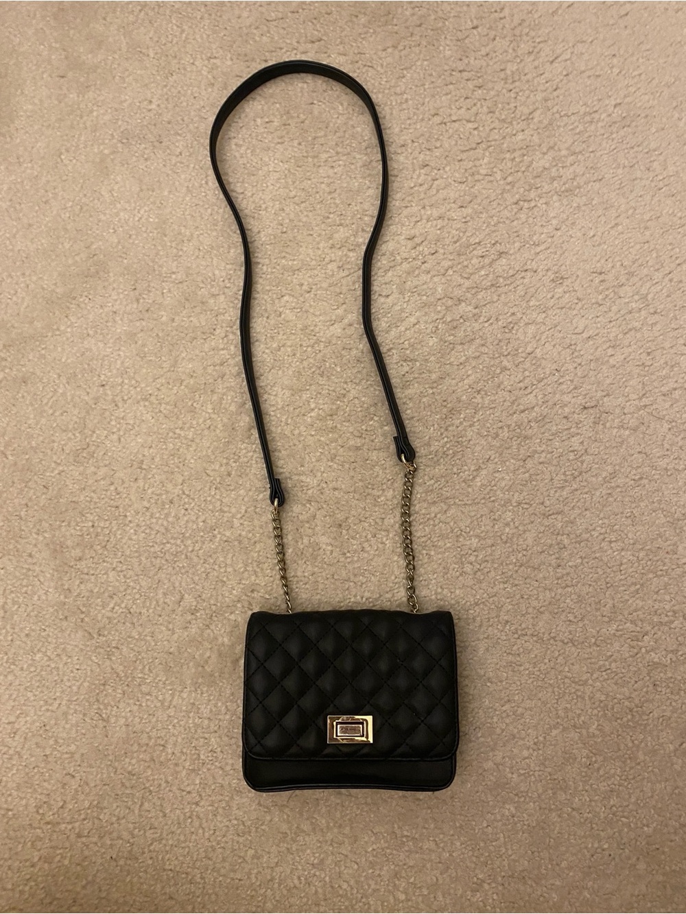 Classic Quilted Black Crossbody Bag with Gold Hardware